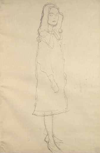 Szkic Klimta - stojąca dziewczynka - z przodu