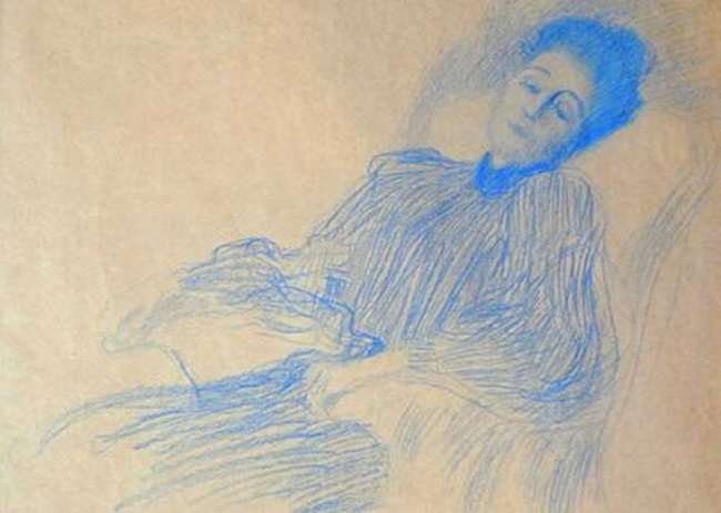 Rysunek Gustava Klimta - Kobieta w fotelu