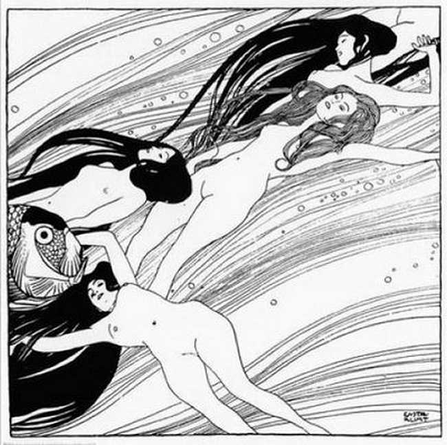 Rysunek Klimta - Krew ryby