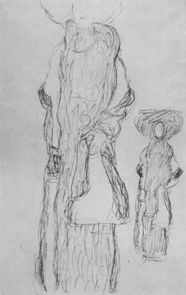 Klimt - Studium stojącej kobiety - widok z przodu i tyłu